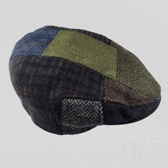 Mucros Weavers Irish Wool Flat Cap – Trinity Patchwork – XXL – Made in Ireland - Picture 1 of 5